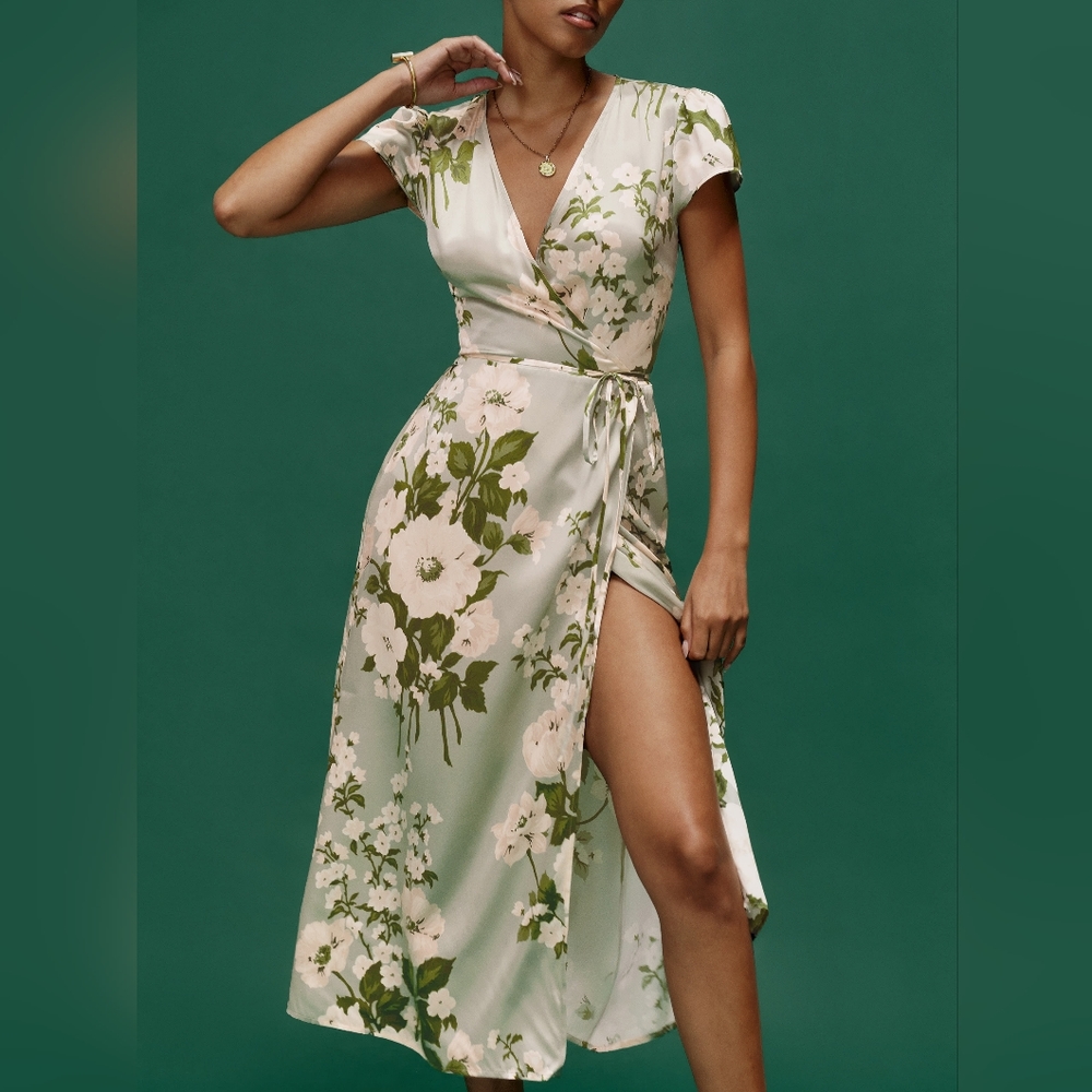 Reformation Kiana Silk Wrap Dress
